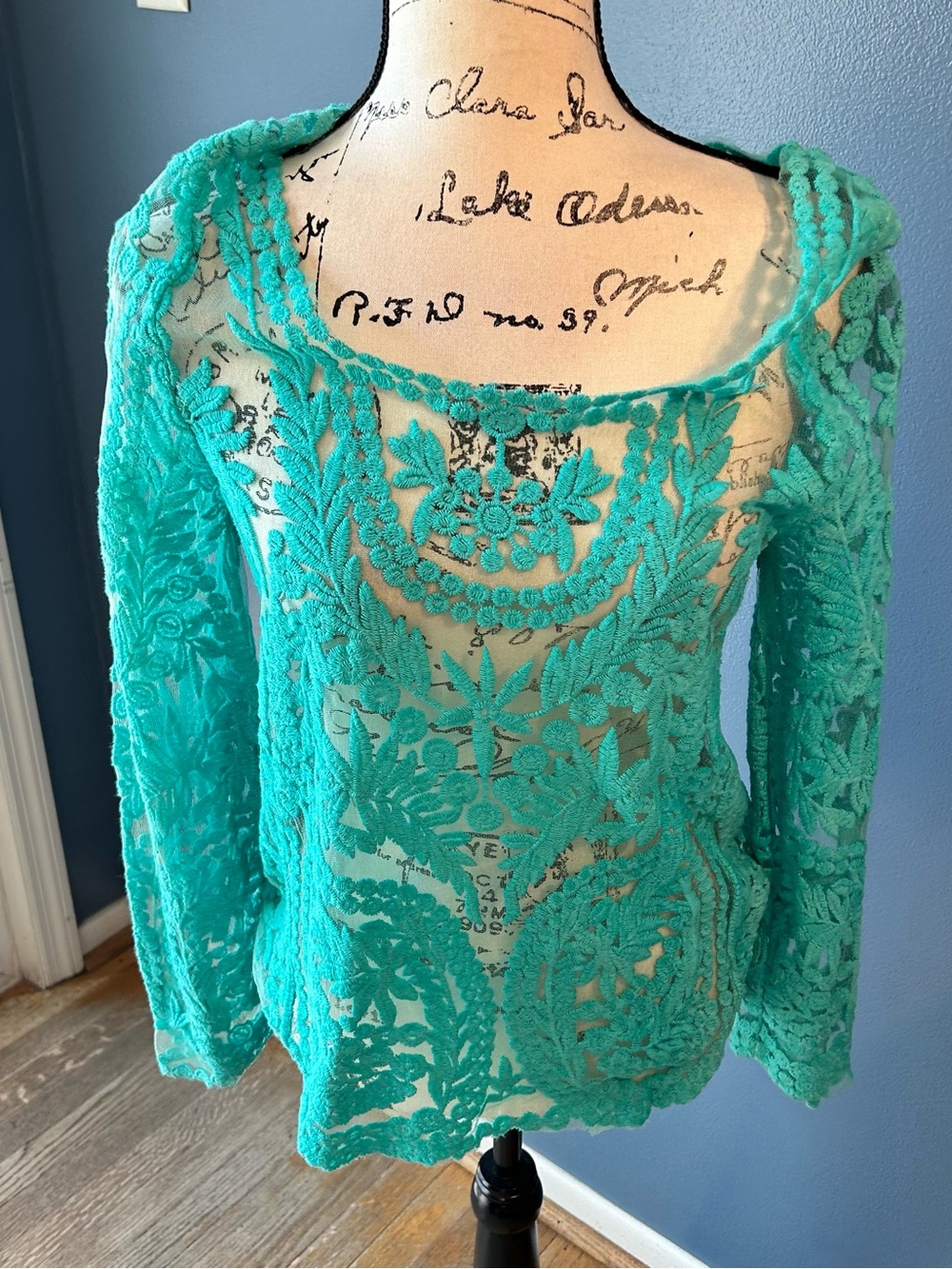 Pretty fancy Teal Lace sheer top ⭐️ 5 for $25 ⭐️